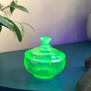 Uranium Glass Dish With Lid